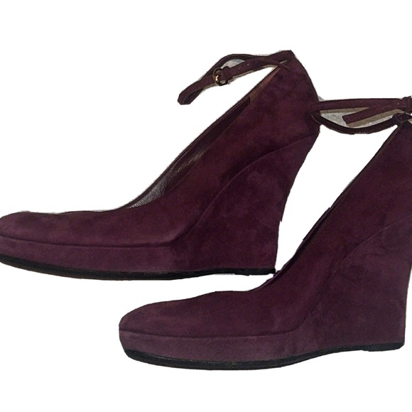 GUCCI Suede Pump Sz 9.5 Purple Bottoms Resoled 4.5 In Heel .5 In Platform Womens - Picture 8 of 13